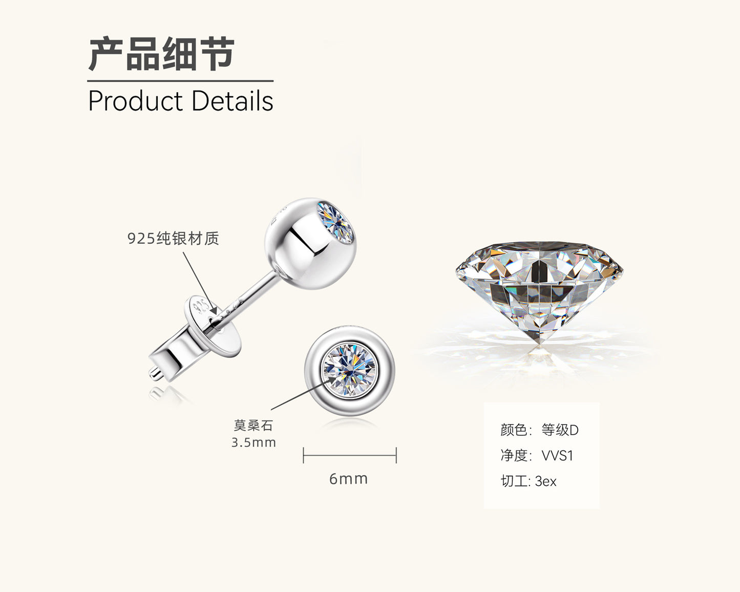 Simple Moissanite Stud Earrings