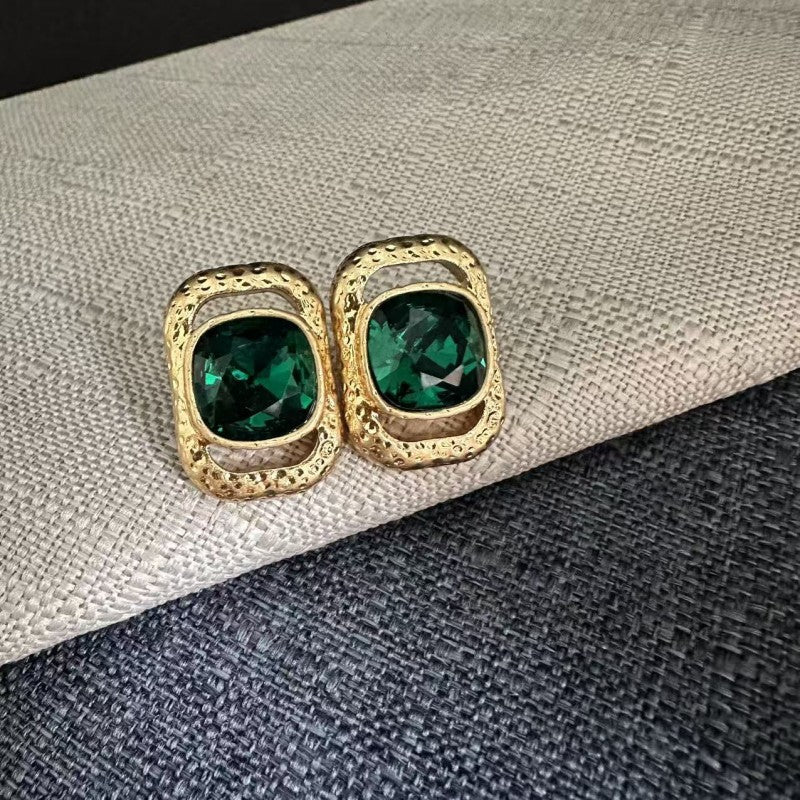Oscar de la Renta Square Crystal Stud Earrings