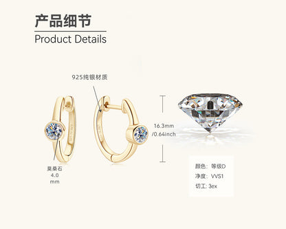 Solitaire Moissanite Huggies