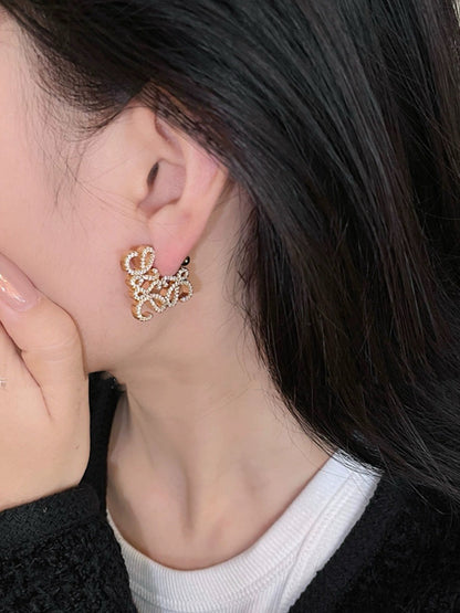 LOEWE Geometric Hollow Diamond Stud Earrings for Women