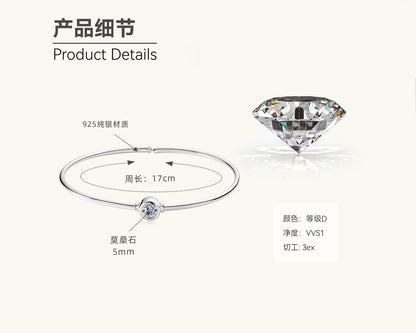 Solitaire Moissanite Bangle Bracelet