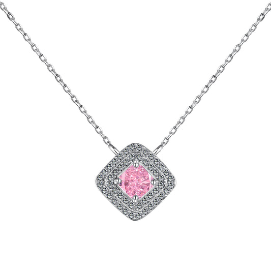 Decoration Square 8A Zirconia Pendant Necklace