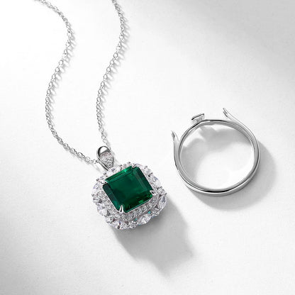 Sterling silver green gemstone pendant necklace with matching ring