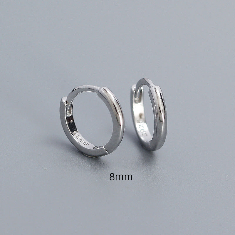 Minimalist Smooth-Finish Stackable S925 Silver Earrings
