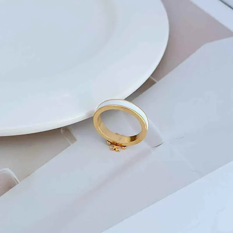Tory Burch Narrow-Bezel Enamel Ring - JIMMY JEWELRY 01