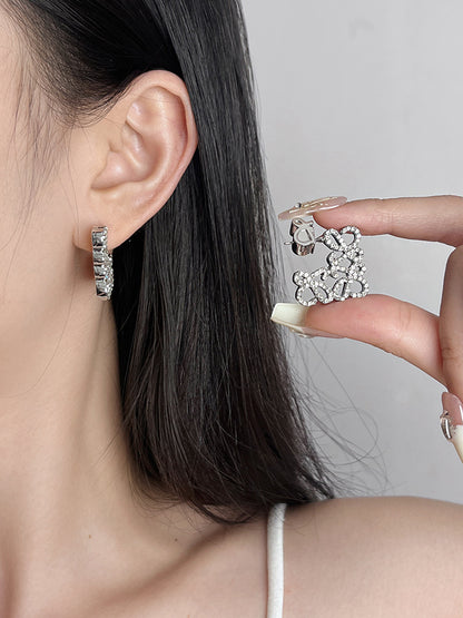 LOEWE Geometric Hollow Diamond Stud Earrings for Women
