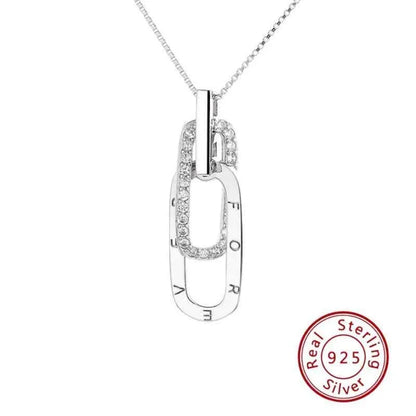 S925 Sterling Silver Interlocking Oval Pendant Necklace - JIMMY JEWELRY 01