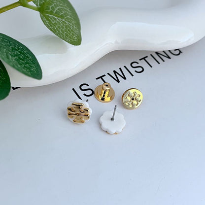 Tory Burch Commuter Multi-Color Floral Logo Stud Earrings