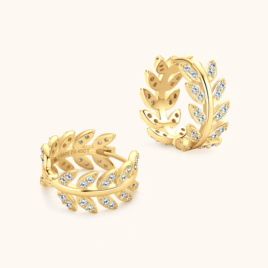 Sparkling Leaf Hoop Earrings