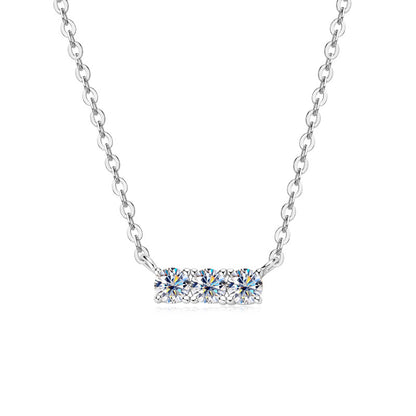 Three-Stone Moissanite Bar Necklace