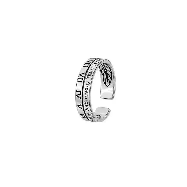 S925 Sterling Silver Vintage Lucky Charm Ring for Women