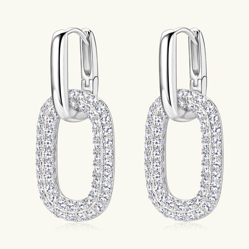 Moissanite Rectangular Hoop Earrings