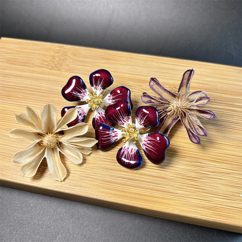 Oscar de la Renta Gradient Enamel Cherry Blossom Studs