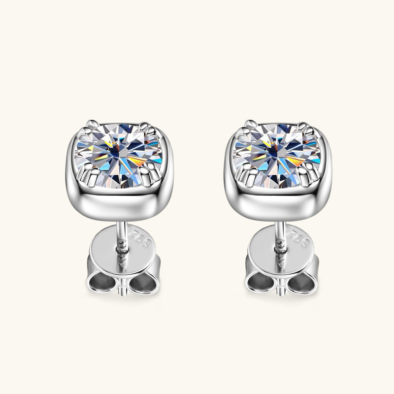 Moissanite Cushion Cut Stud Earrings