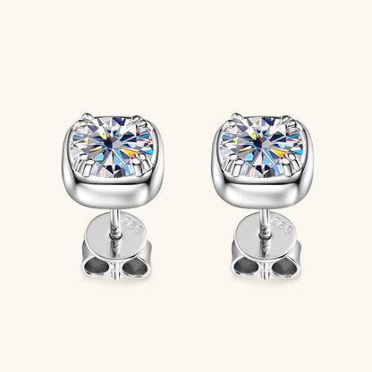 Moissanite Cushion Cut Stud Earrings