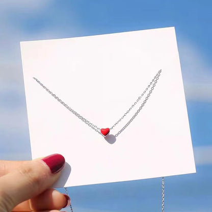 silver red heart necklace