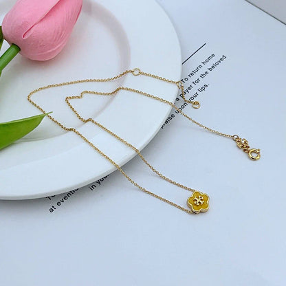 Tory Burch Enamel Floral Metal Pendant Necklace