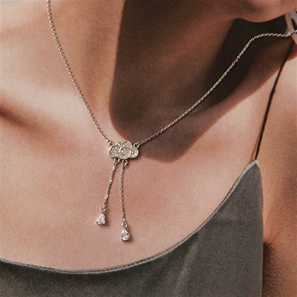 cz cloud drop tassel pendant