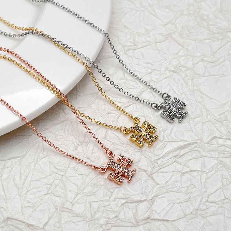 Tory Burch Sparkling Rhinestone Necklace Metal Women - JIMMY JEWELRY 01