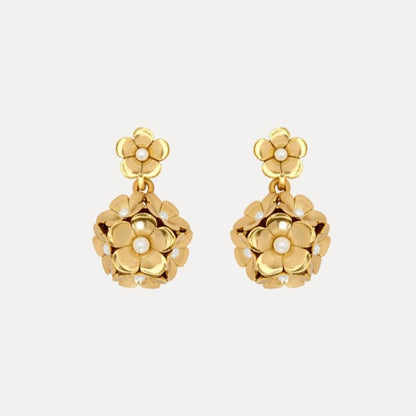 Oscar de la Renta Exquisite Enamel Hydrangea Metal Stud Earrings