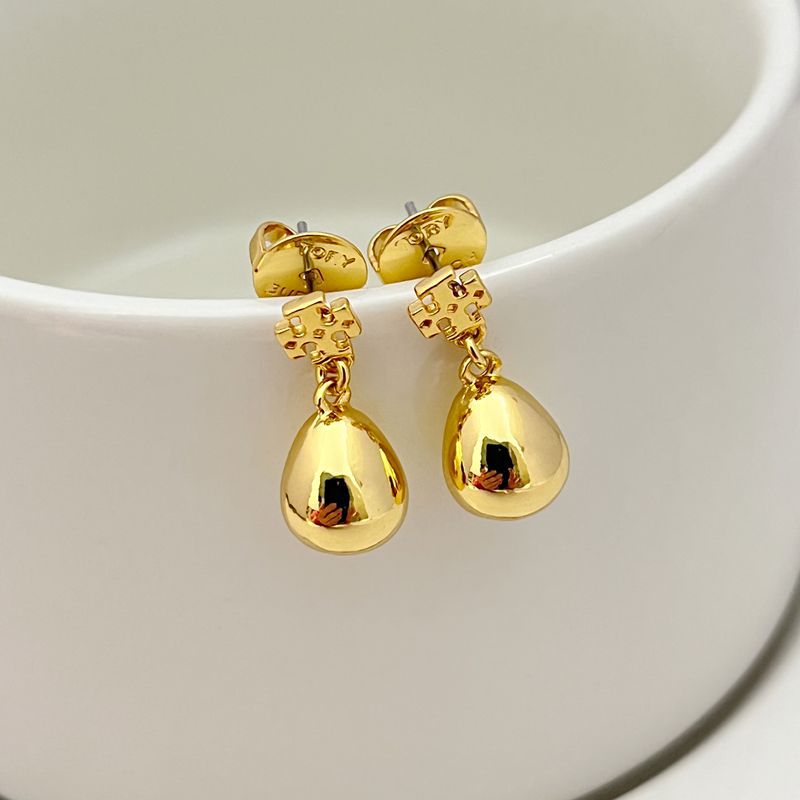 Tory Burch Gold-tone Shiny Teardrop Pendant Earrings