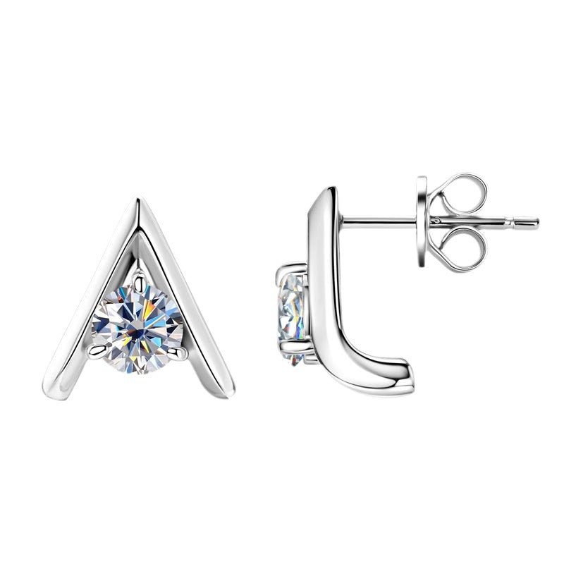 Moissanite V Stud Earrings