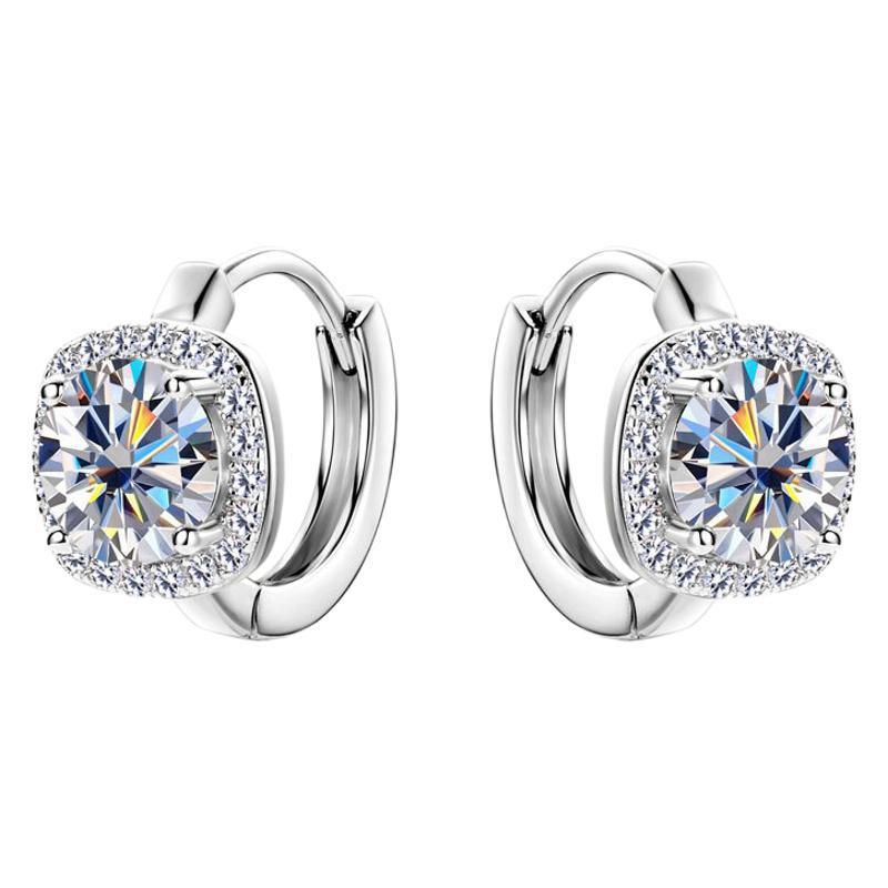 Moissanite Halo Huggie Hoop Earrings