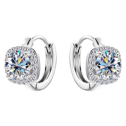 Moissanite Halo Huggie Hoop Earrings
