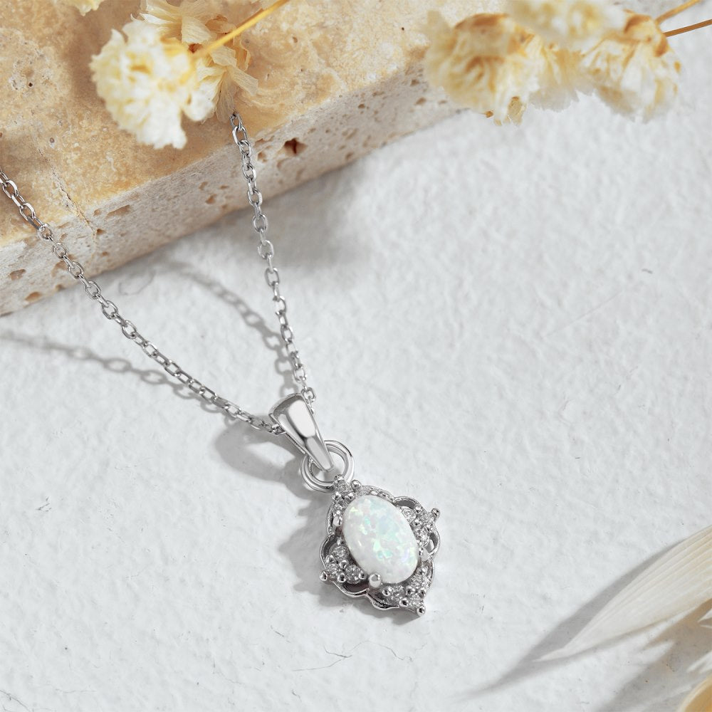 Tiny Opal Pendant Necklaces for girl