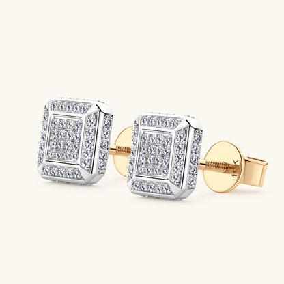 Moissanite Pave Square Stud Earrings