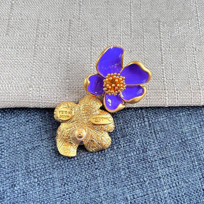 Oscar de la Renta Vintage Enamel Floral Stud Earrings for Women
