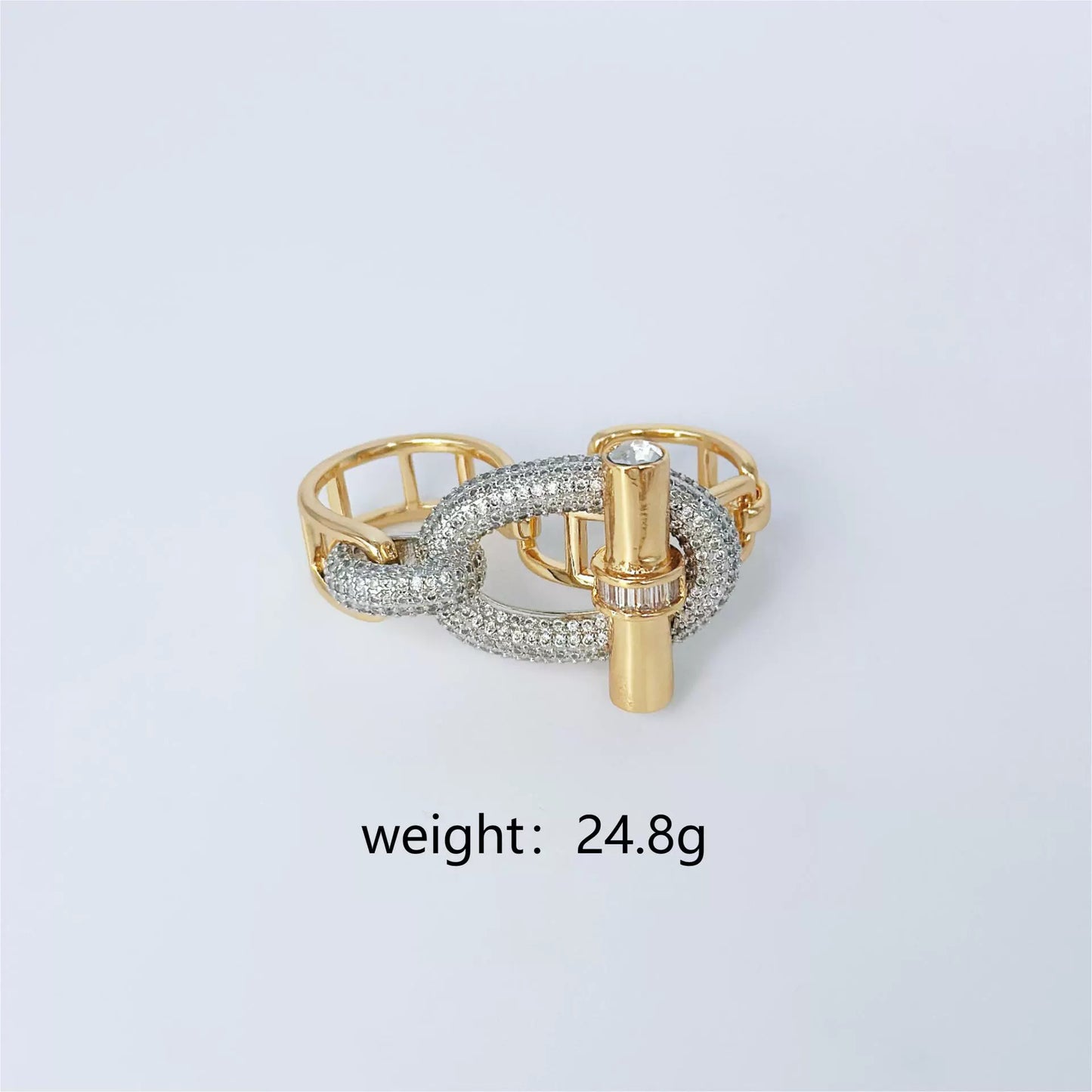 Pig nose horizontal bar ring bracelet set inlaid zircon bracelet ring women