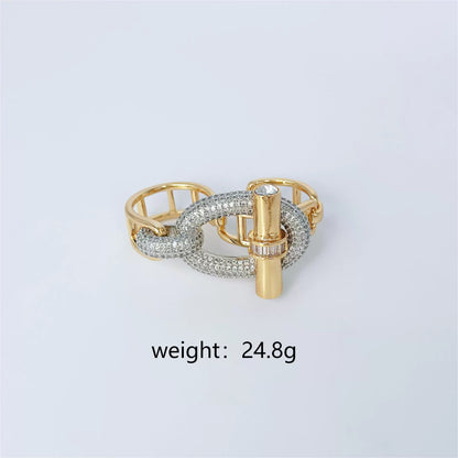 Pig nose horizontal bar ring bracelet set inlaid zircon bracelet ring women