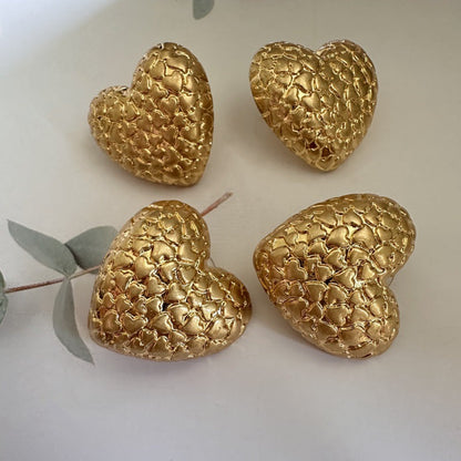 Oscar de la Renta Vintage-Print Heart Stud & Clip-on Earrings