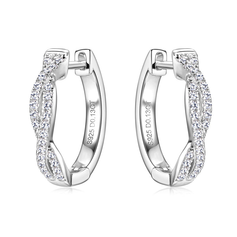 Sterling Silver Twisted Moissanite Huggies