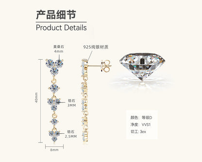 Moissanite and Zircon Dangle Earrings