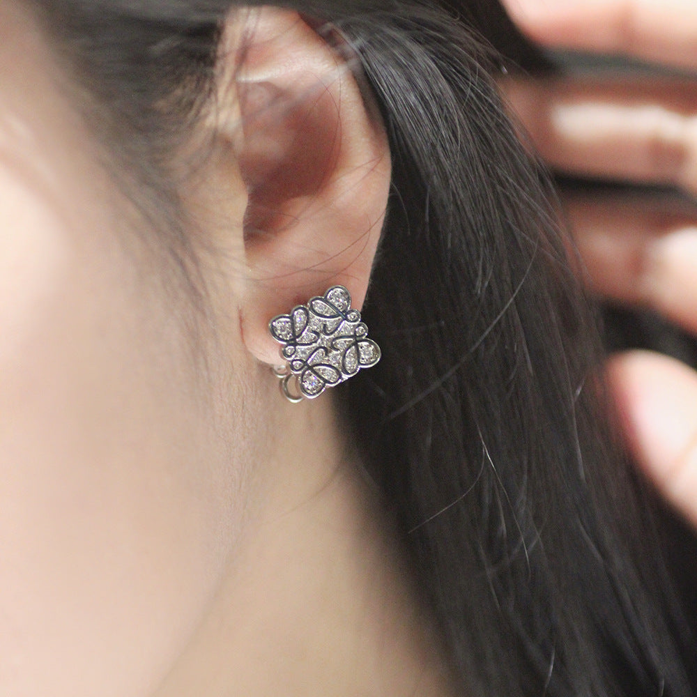 LOEWE Square Cutout Zirconia Double-sided Earrings