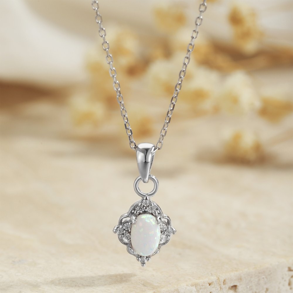 Tiny Opal Pendant Necklaces for girl