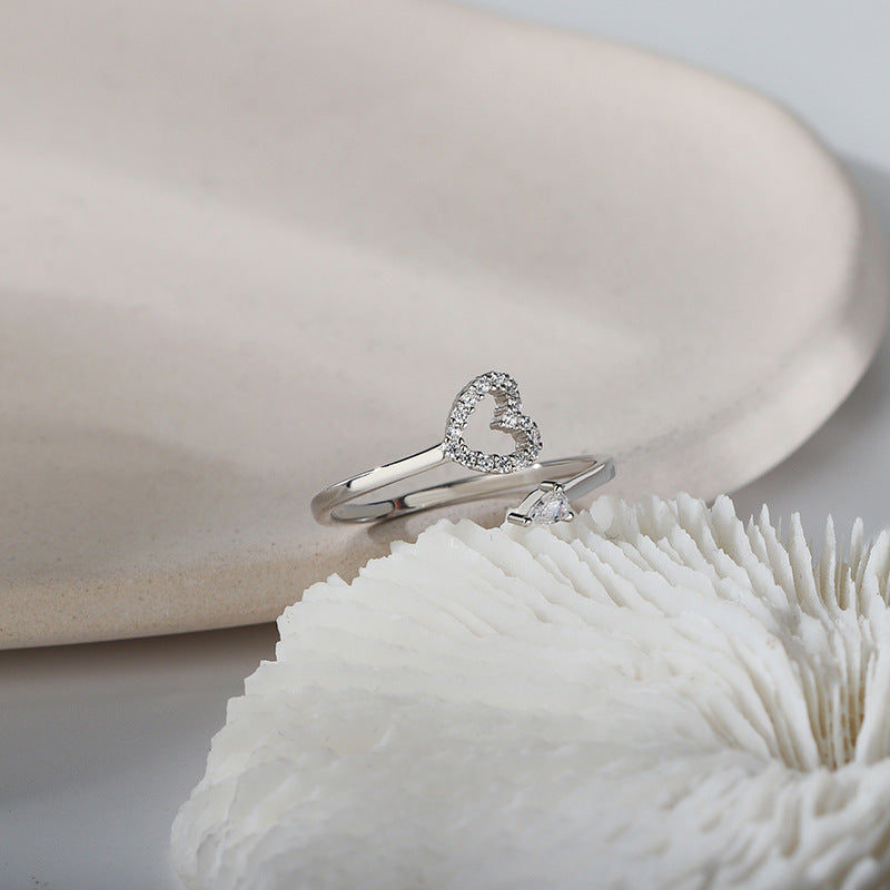 hollow heart diamond ring