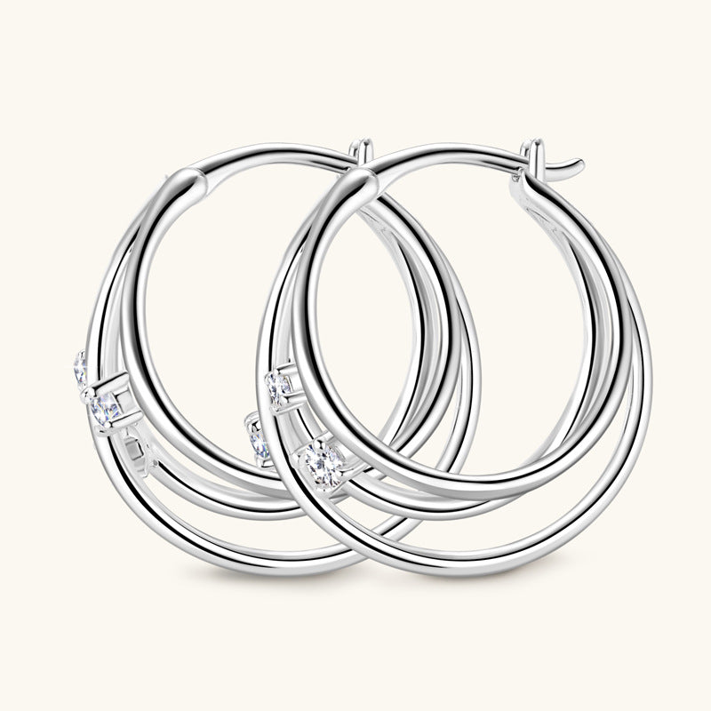 Moissanite Triple Hoop Earrings