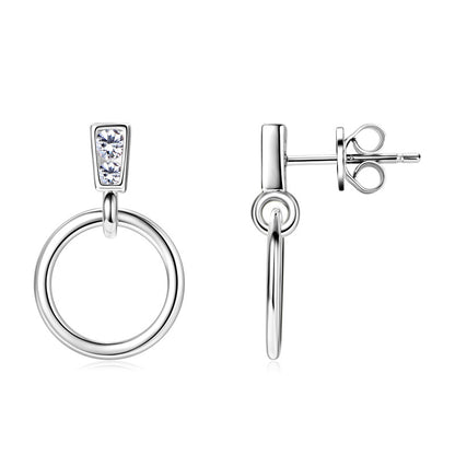 Moissanite Bar and Circle Drop Earrings