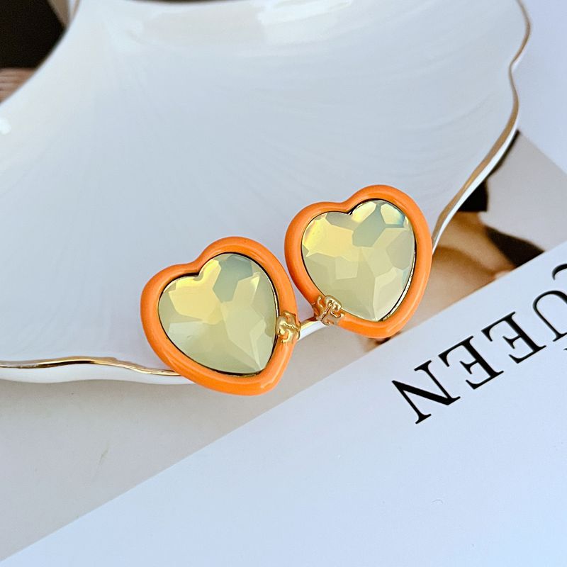 Tory Burch Sweet Acrylic-Inlaid Large Heart Stud Earrings