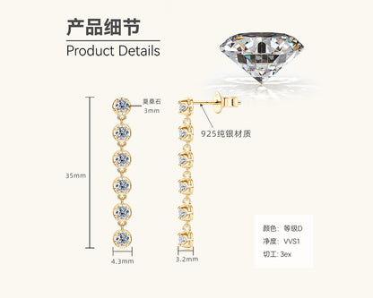 Moissanite Linear Drop Earrings