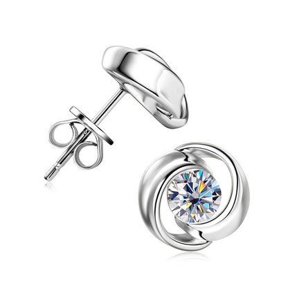 Moissanite Swirl Stud Earrings
