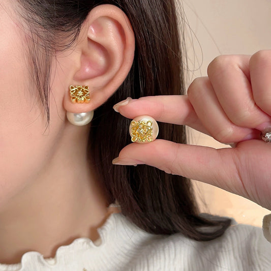 LOEWE Square Hollow High-end Pattern Earrings