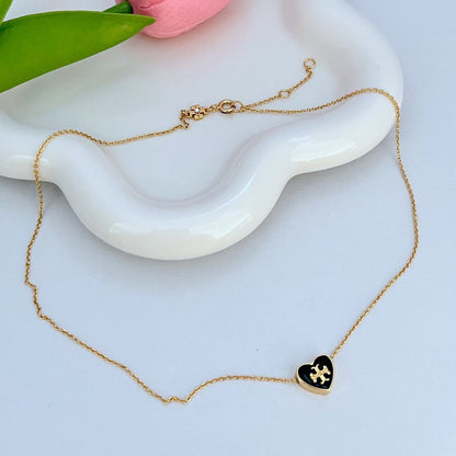 Tory Burch Fashionable Enamel Heart Stud Earrings Necklace Set