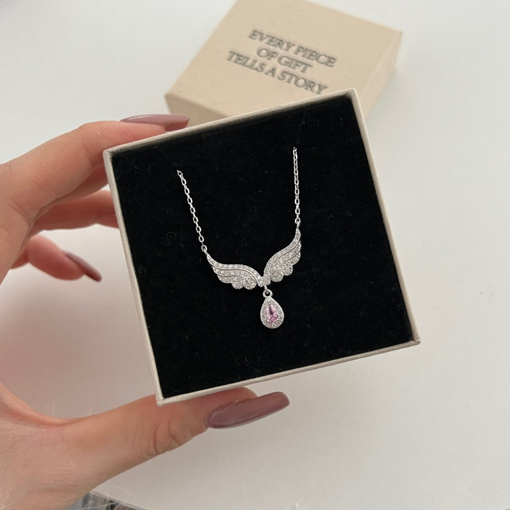 Zirconia Wings Waterdrop Pendant Necklace for Women