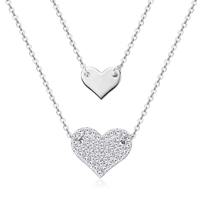 Mother Daughter Heart Moissanite Necklace