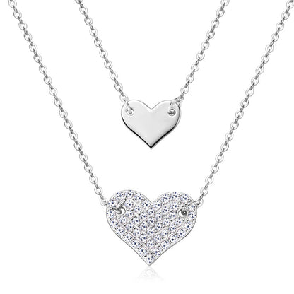 Mother Daughter Heart Moissanite Necklace