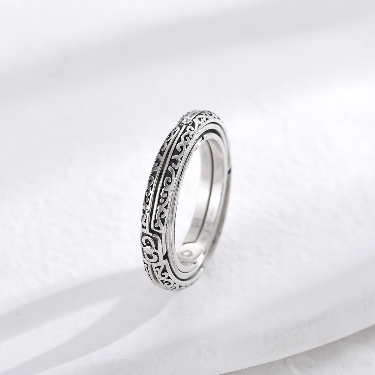 S925 Silver Astronomical Sphere Retro Multi-Layer Transformable Rotating Ring